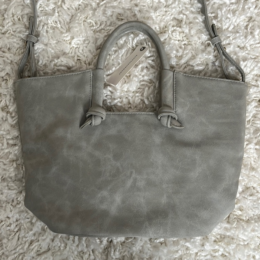 Anthropologie Light Gray Knotted-Handle Shoulder Tote